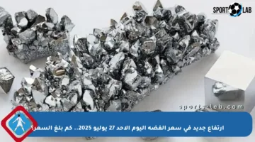 ارتفاع جديد في سعر الفضة اليوم الأحد 27 يوليو 2025.. كم بلغ السعر؟